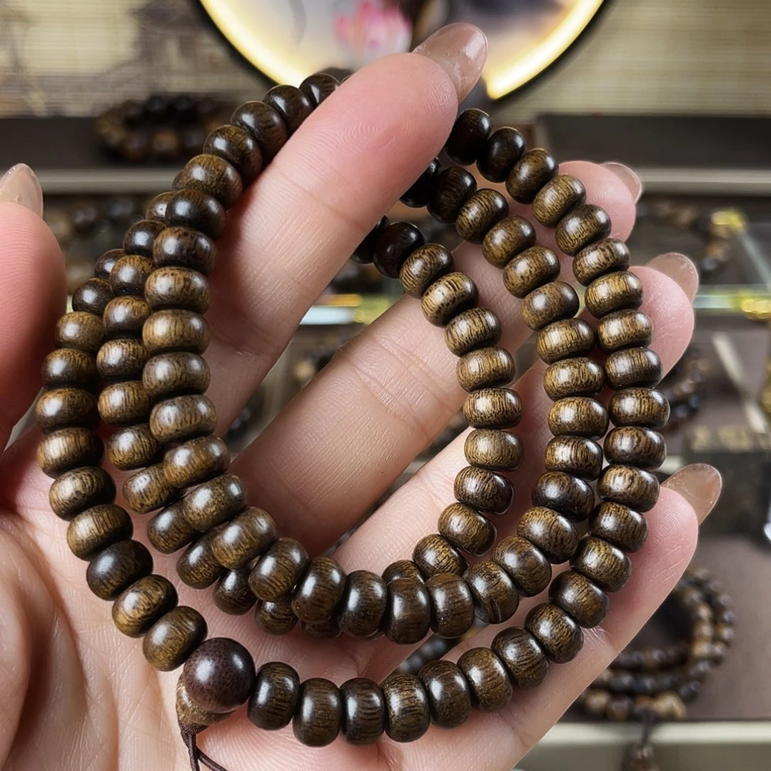 手串沉香越南富生红土玉化老料瘤疤6×8