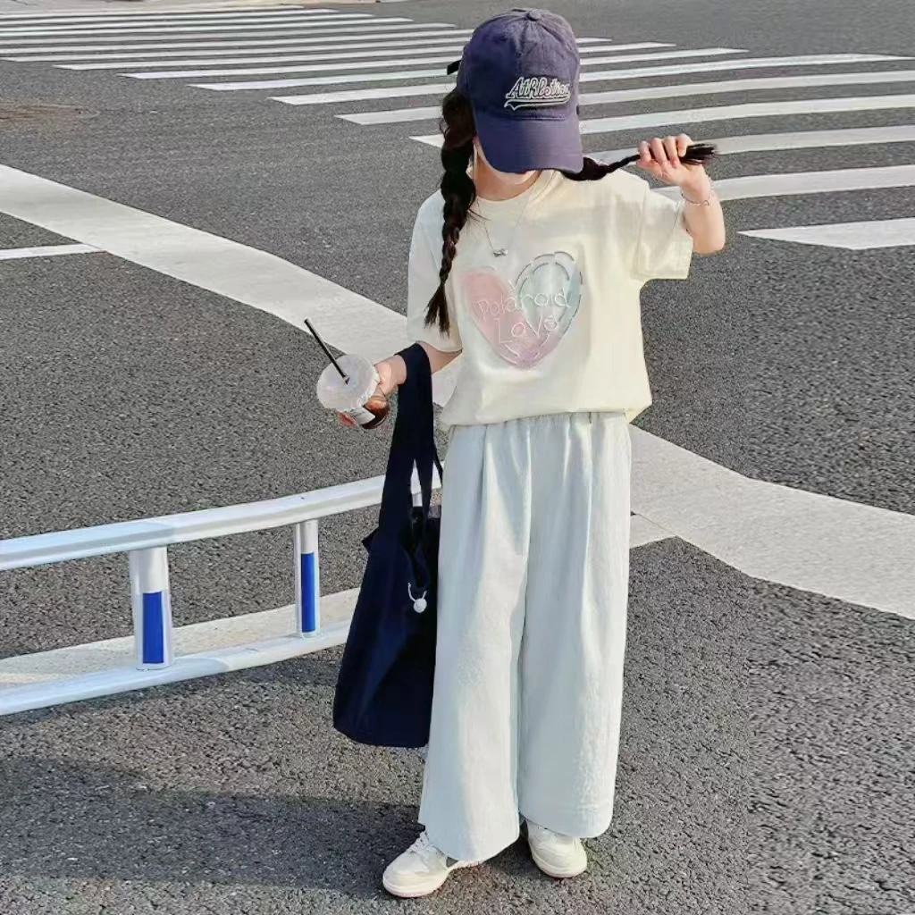 【淼淼妈】儿童圆领字母袖T恤5819