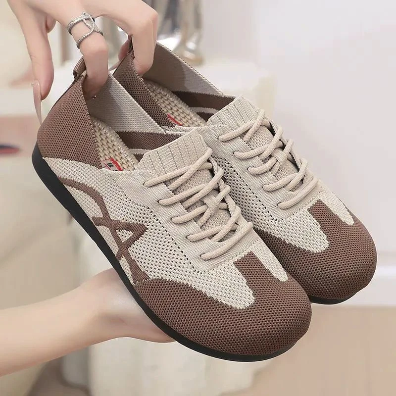 妈妈鞋软底一脚蹬夏季2025新款飞织透气防滑布鞋居家鞋