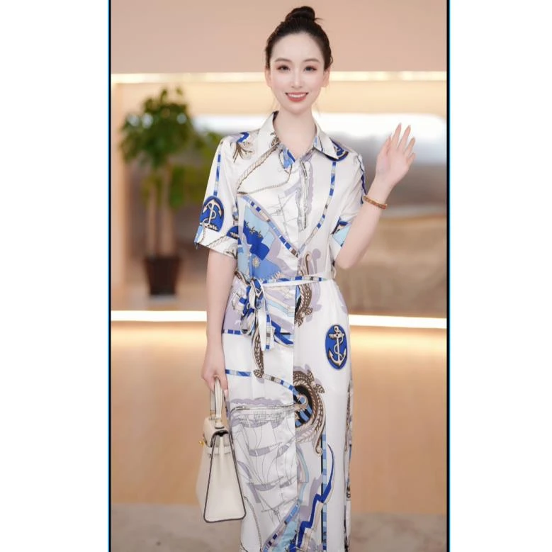 连衣裙2025年夏季洋气时尚气质优雅中长款显瘦裙子9025