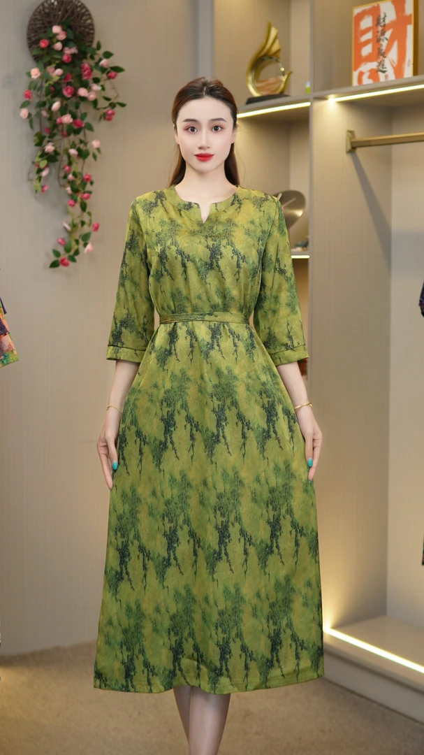 妈妈装连衣裙时尚气质显年轻女装【青蔓】YL