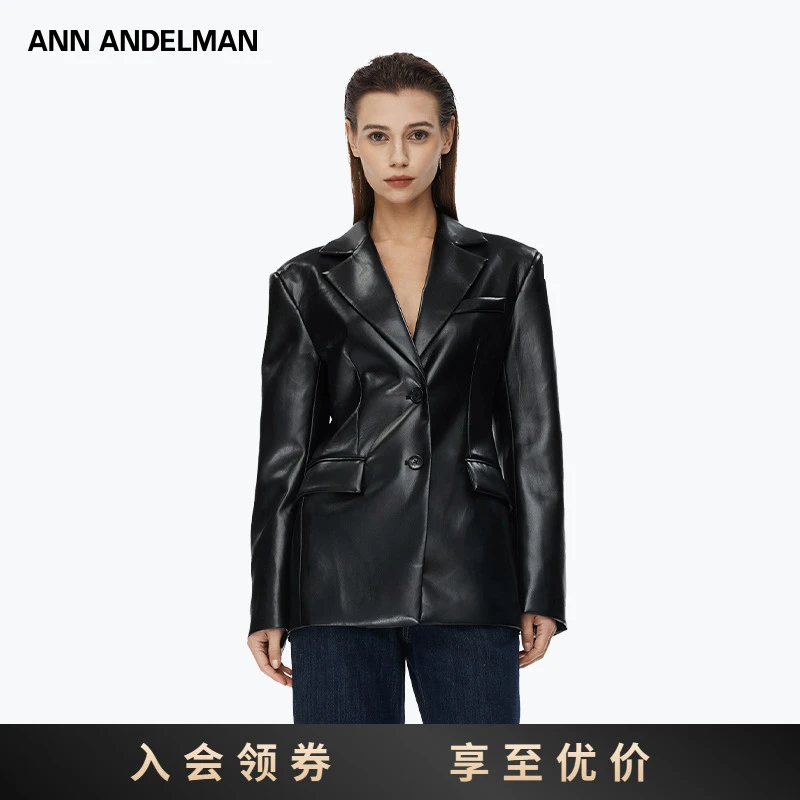 【痞幼同款】ANN ANDELMAN 黑色皮衣女冬高级感皮夹克外套