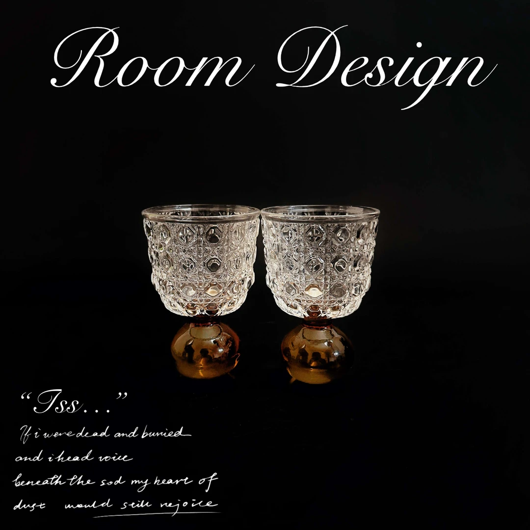 100mL拍一发二宝石纹玻璃杯星球高脚杯小酒杯果茶杯果汁杯