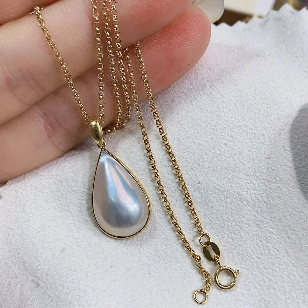 18K金镶嵌拼合珍珠（马贝珠）日本原装成品极光仙境粉海**儿