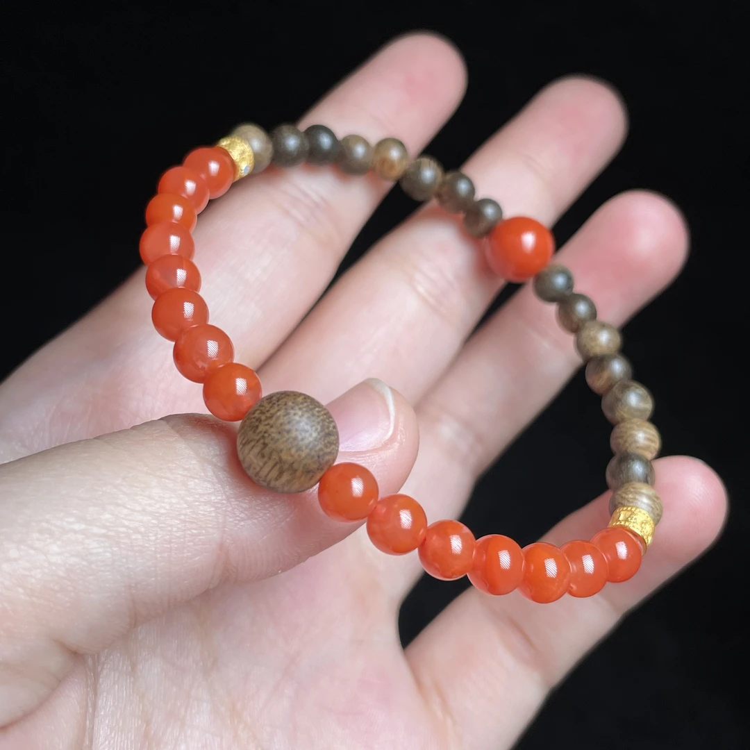 【玉氏珠宝】南红沉香手串-约5-8mm 多样性 发一CAN2730178