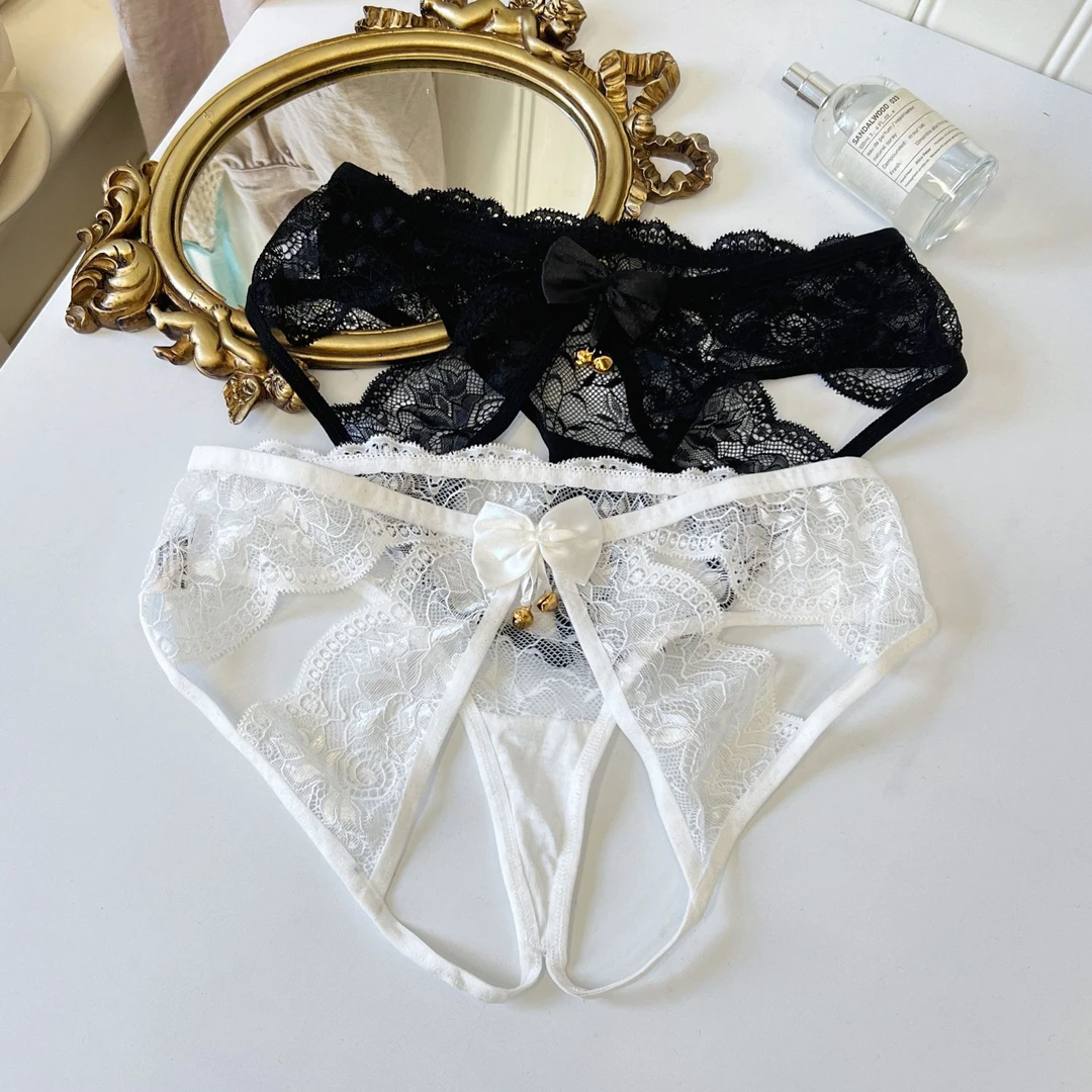 【金色铃铛】日系性感蕾丝三角裤女士低腰纯欲镂空内裤
