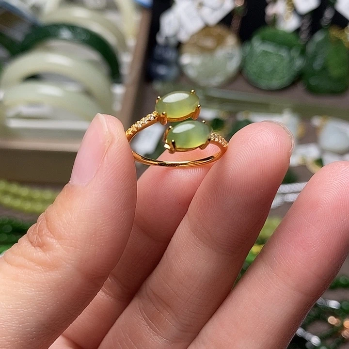 和田玉银S925镶嵌戒指