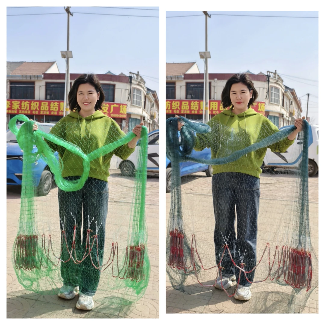 高强单丝3指4.5米重9斤铅坠手工双扣渔网