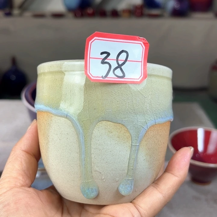 瓷片钧瓷手工艺品牌杯子