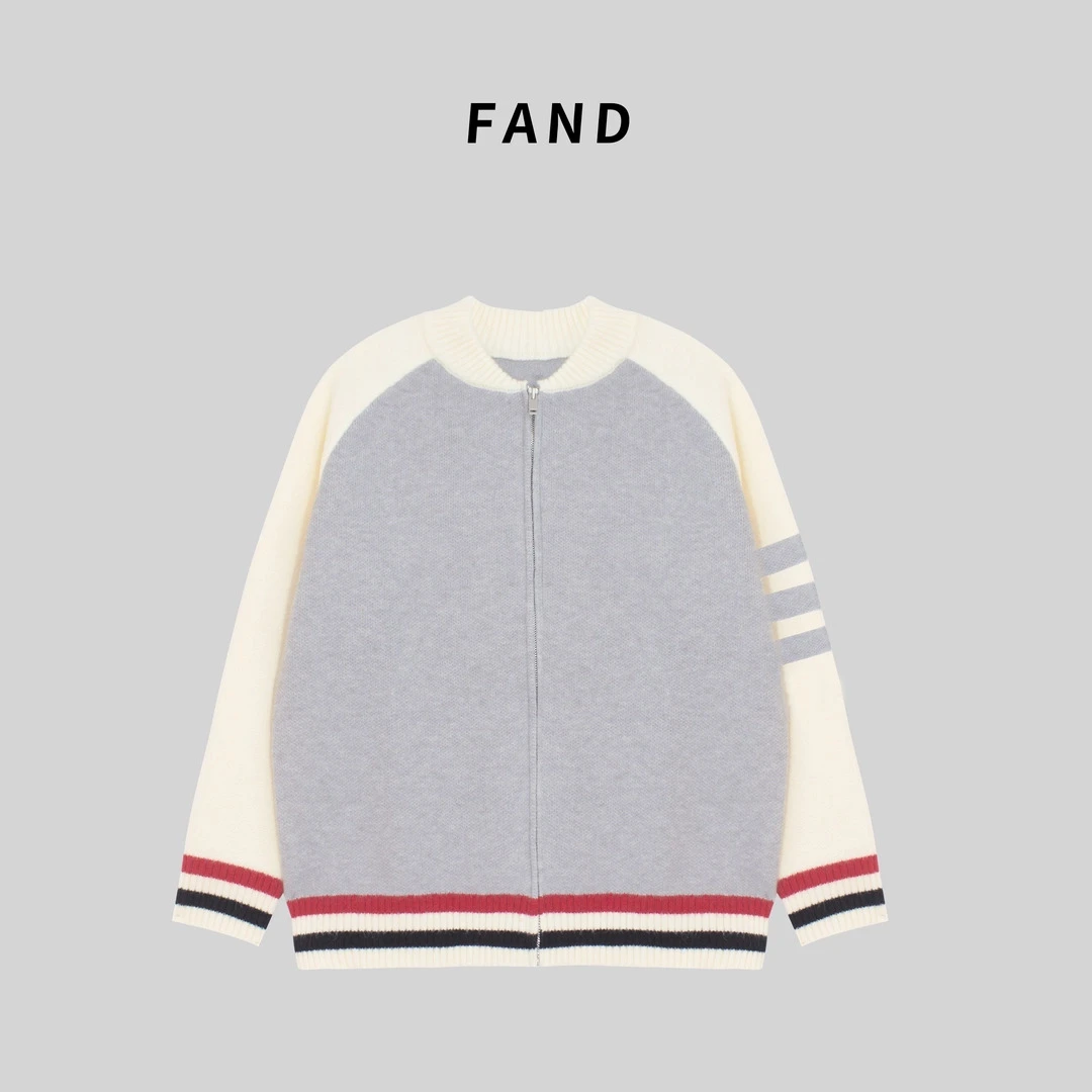 FF时尚拼接开衫毛衣外套