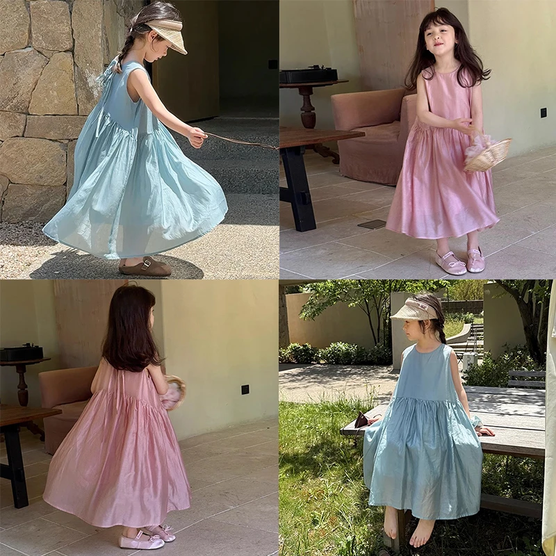 女童夏季2025韩版洋气休闲连衣裙夏装新款大童宽松大衬衫时髦女孩