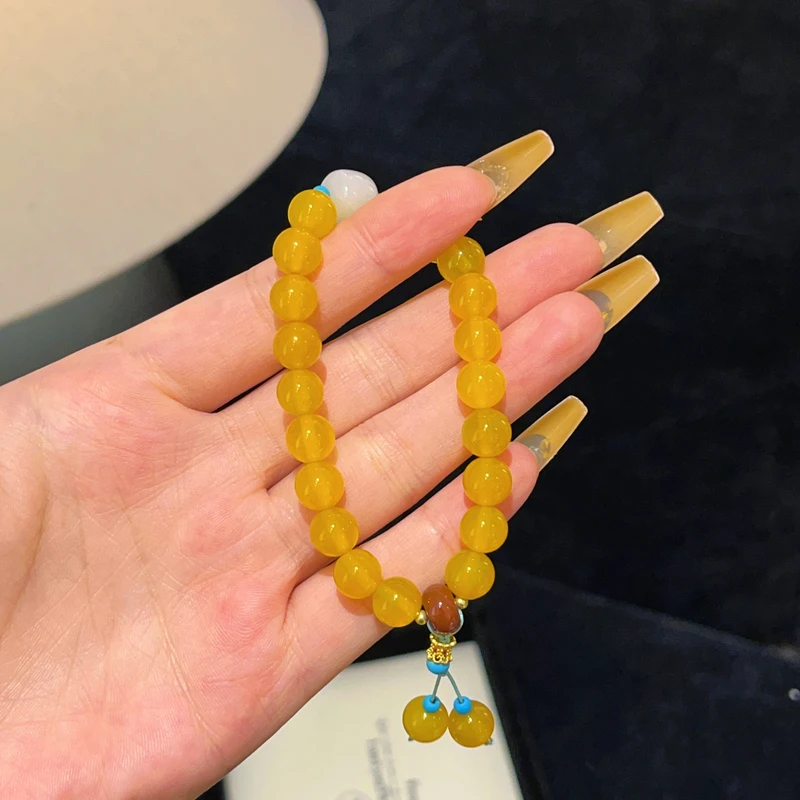 铜合金手链 铜合金 975 时尚黄色珠珠手链