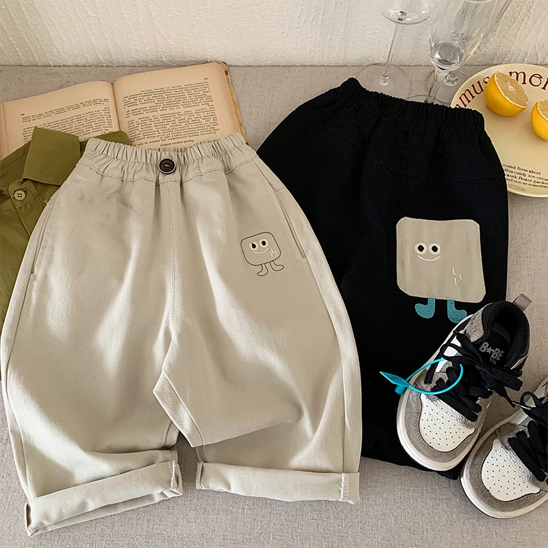 儿童裤子春秋款男童韩版2025新款休闲棉布裤子男童宝宝宽松长裤潮