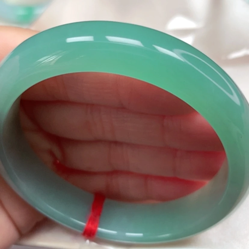 【闪购商品】翡翠手镯未镶嵌冰胶果冻绿海蓝之谜手镯5455圈1号