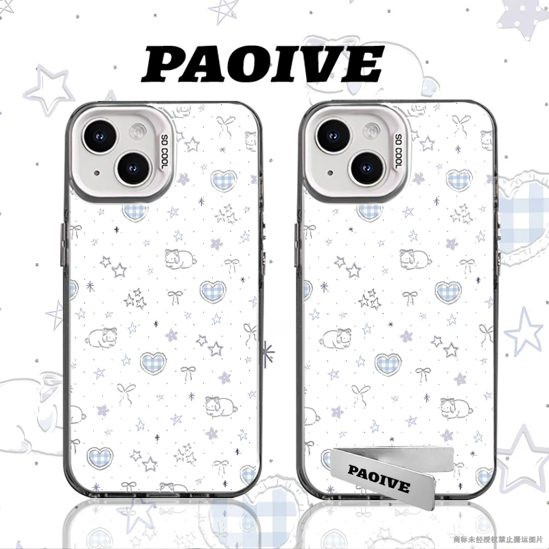 适用苹果华为vivo一加iPhone14小米三星心心兔子防摔彩银手机壳