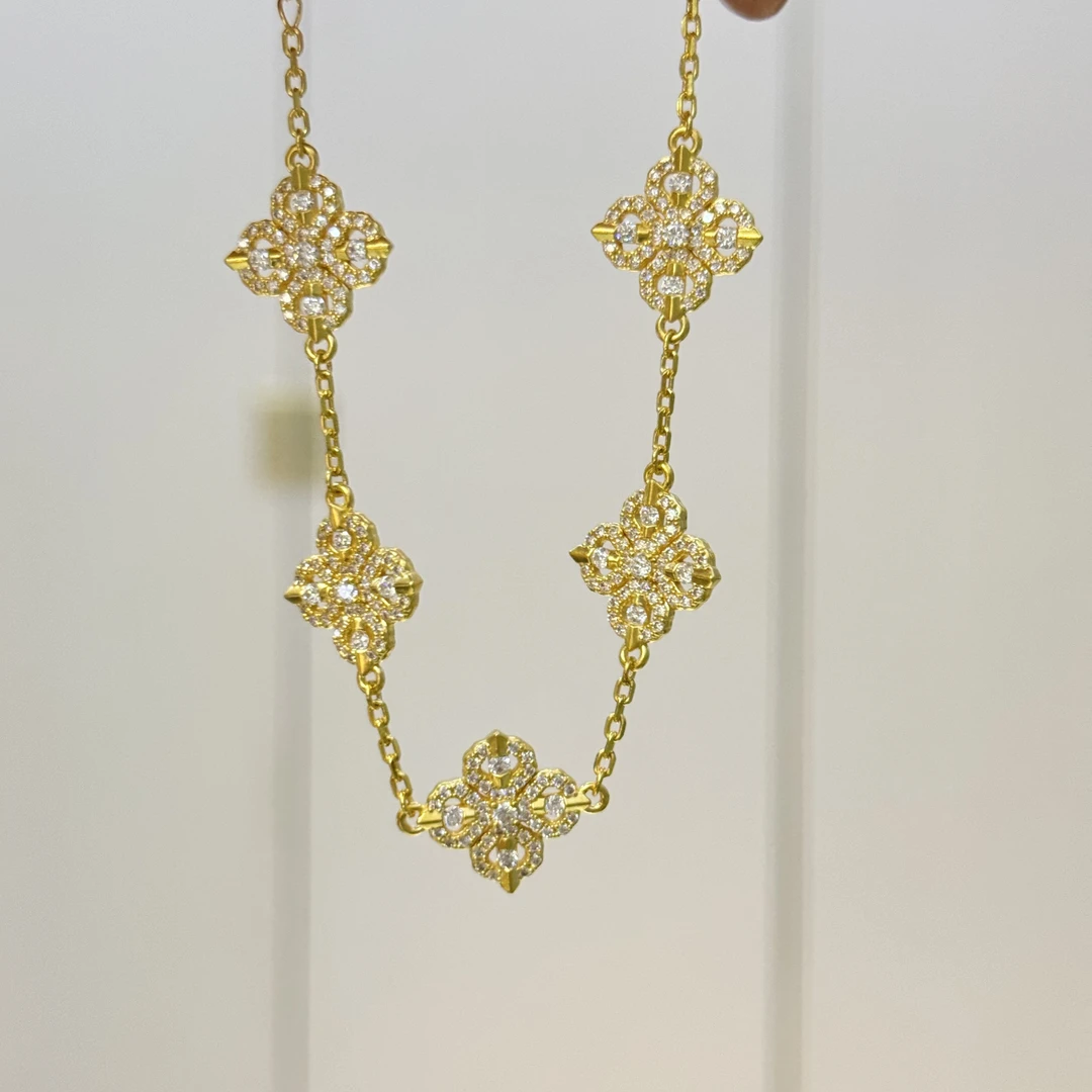 小飞-Y/G【满钻十字杵点钻手链】足金999精工5D手链(附加588/388)