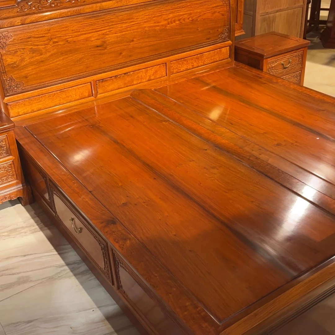 紫檀木类家具枫*?缅甸花梨木3件套大床