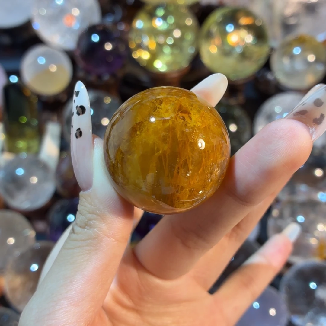 水晶珠宝半成品未镶嵌黄胶花35.5mm
