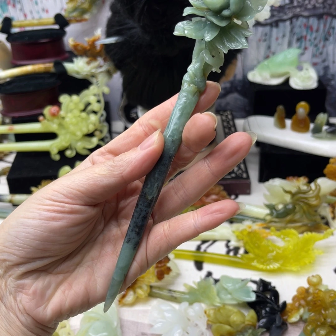 【闪购商品】蛇纹石玉发饰合金暴****我