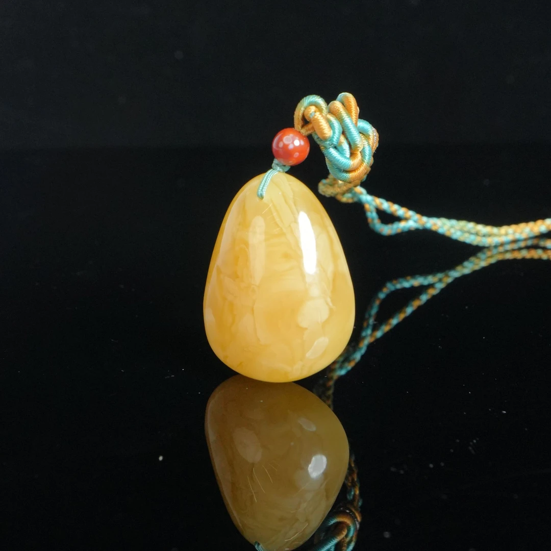 DY-M3685 鸡油黄蜜蜡水滴项链 11.44g