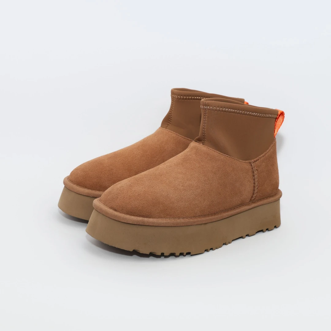 【迪普低筒厚底4-5公分】冬季真皮毛保暖百搭女时尚加厚加绒雪地靴