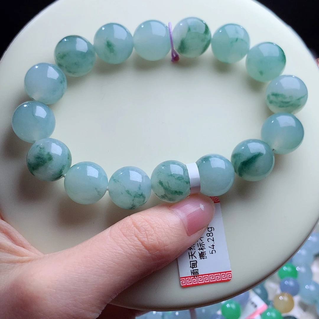 翡翠未镶嵌手串卡12.5