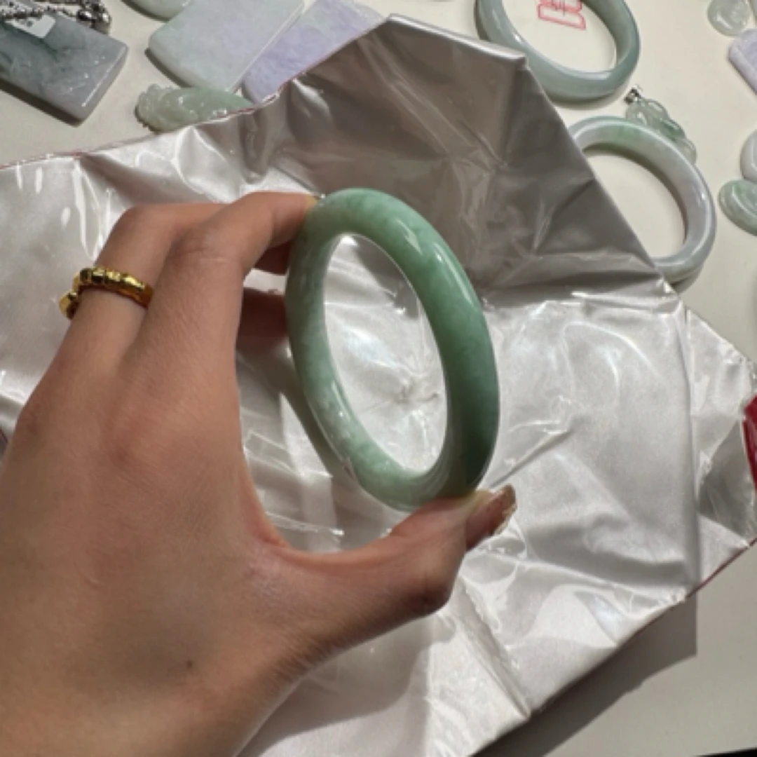 非金属莫桑石手镯 【湖水绿胖圆条】59圈口