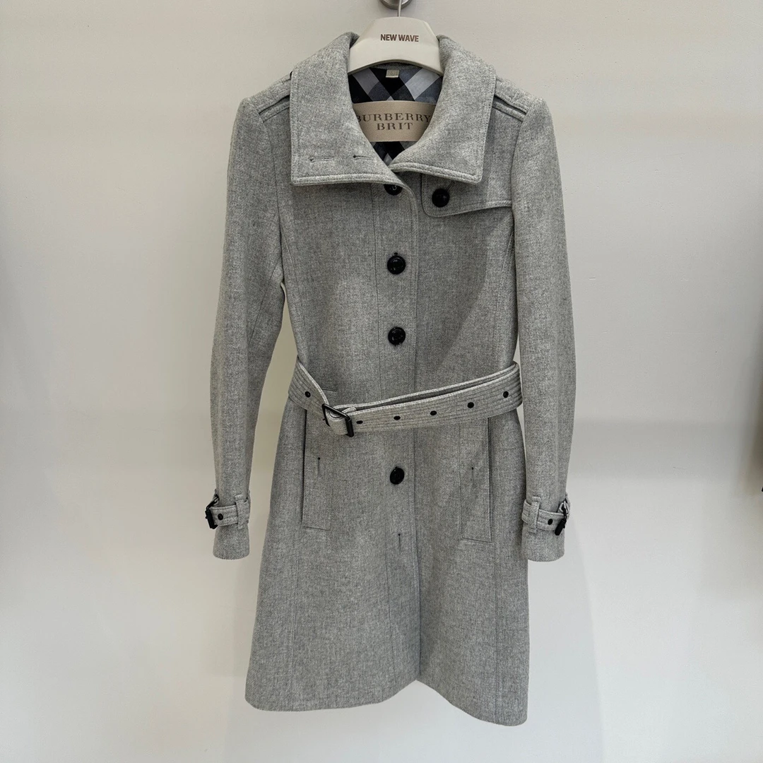 99新 BU637 Burberry博柏利 羊毛单排扣大衣38码 原价9800