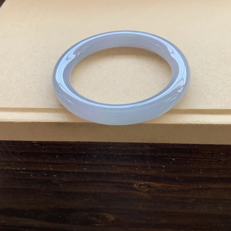 冰透莫奈紫圆条手镯特价32800圈口56.6-9.2-10.2，天然翡翠缅A完美