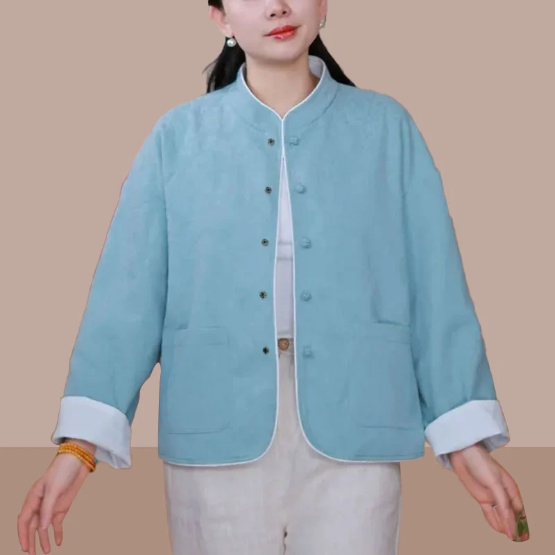 2025年春秋季新款韩版拼色两面穿外套女小众休闲百搭高级感上衣潮