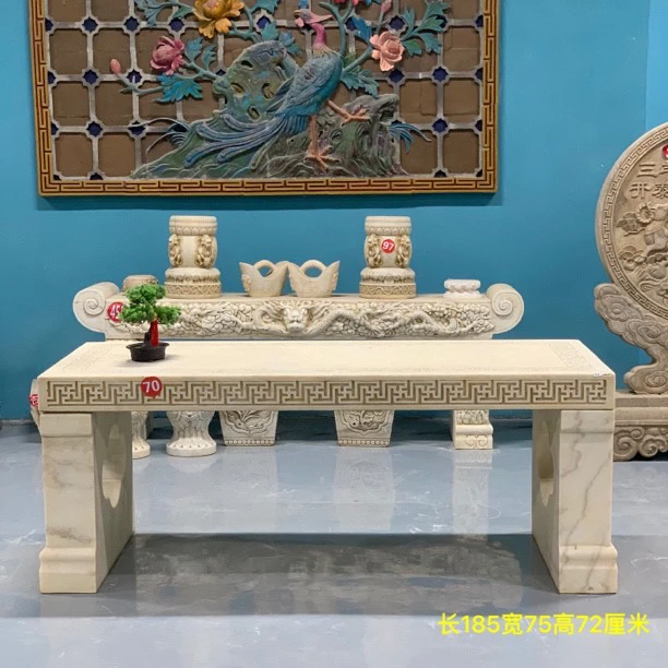 天然石材雕刻 石桌  耐用庭院摆件 不含安装及卸车