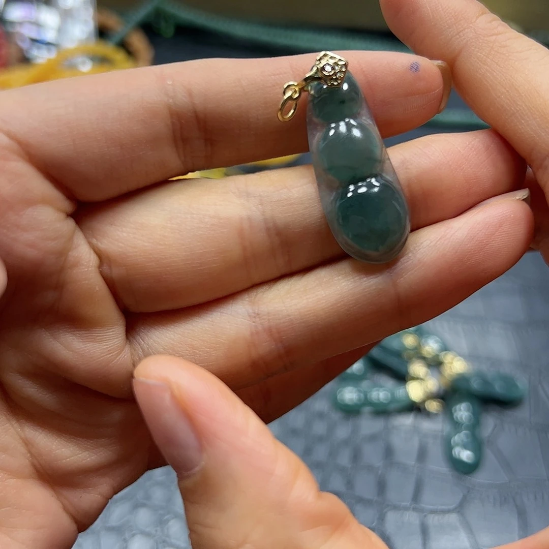 烟晶手链银S925镶嵌翡翠平安豆