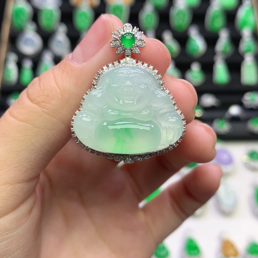 翡翠18K金镶嵌吊坠(不含链)