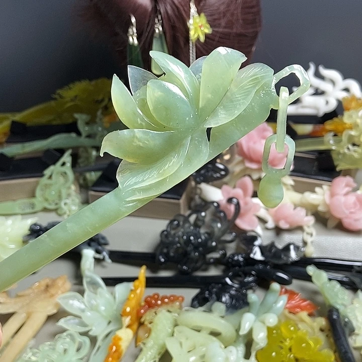 岫玉未镶嵌发簪发簪