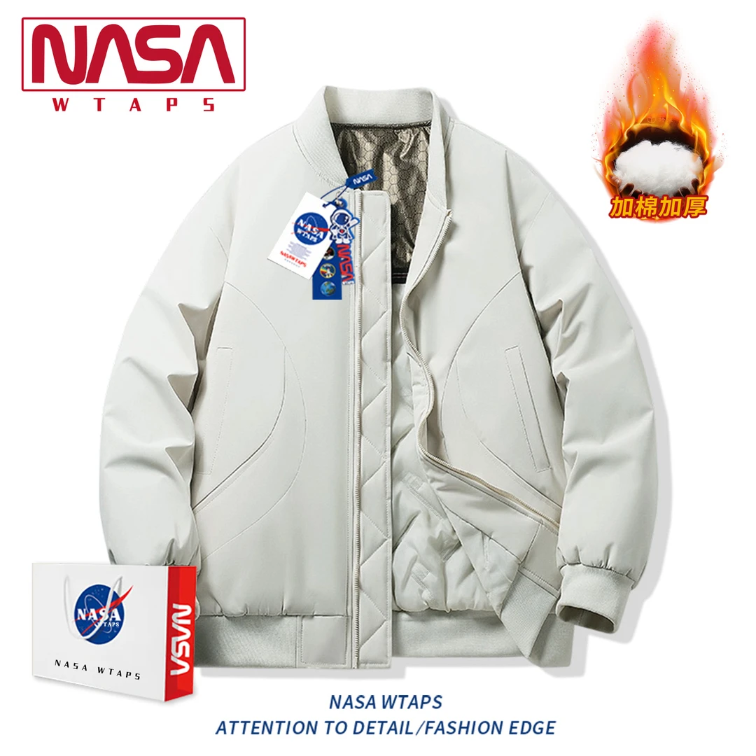 NASA WTAPS美式短款飞行夹克棉服男士秋冬季加厚夹棉潮牌棒球外套