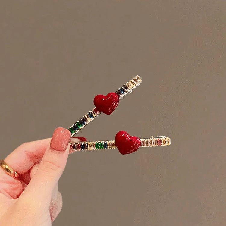 彩钻糖果色系小爱心小发夹甜美可爱爪夹发卡女生发饰侧边夹刘海夹