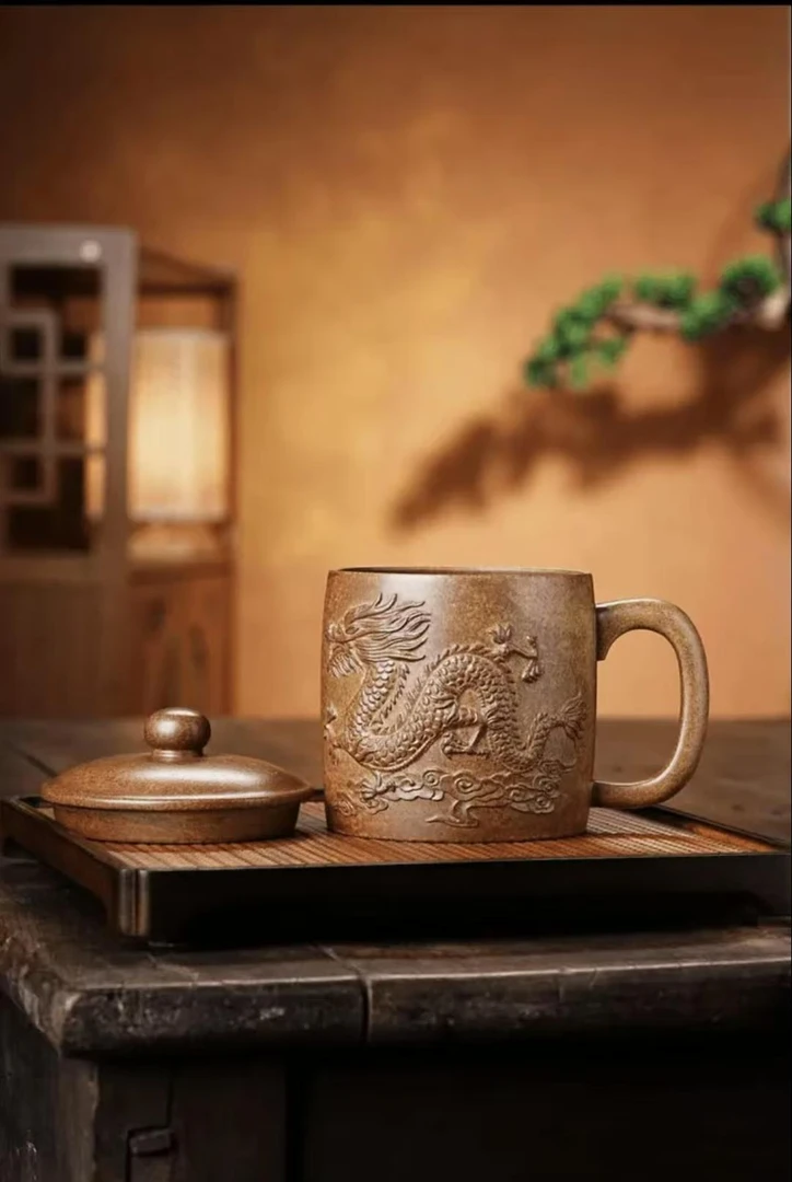全手工原矿紫砂柴烧大龙杯