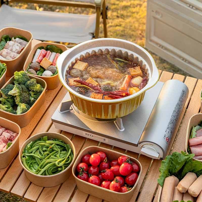 一次性火锅锅具专用户外铝箔锡纸锅露营野餐家用卡式炉一人小火锅