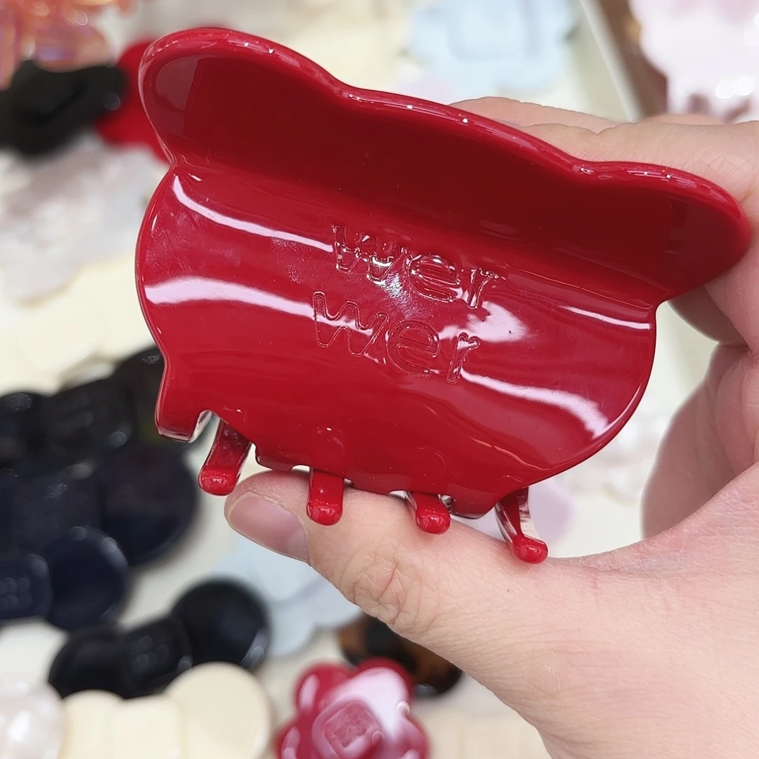 皮质铁合金熊头红色抓夹