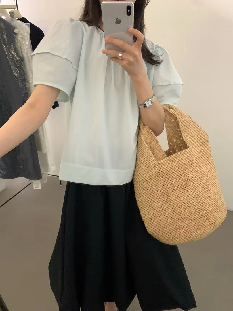 lovely@s9770 韩系时尚设计感后背绑带小衫 5-24