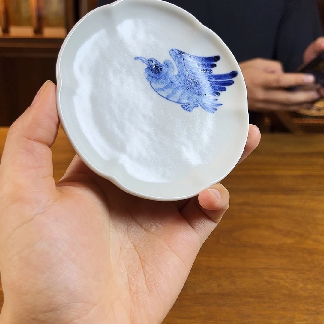 朝岚夕霞鸿鹄全手绘原矿釉烧制