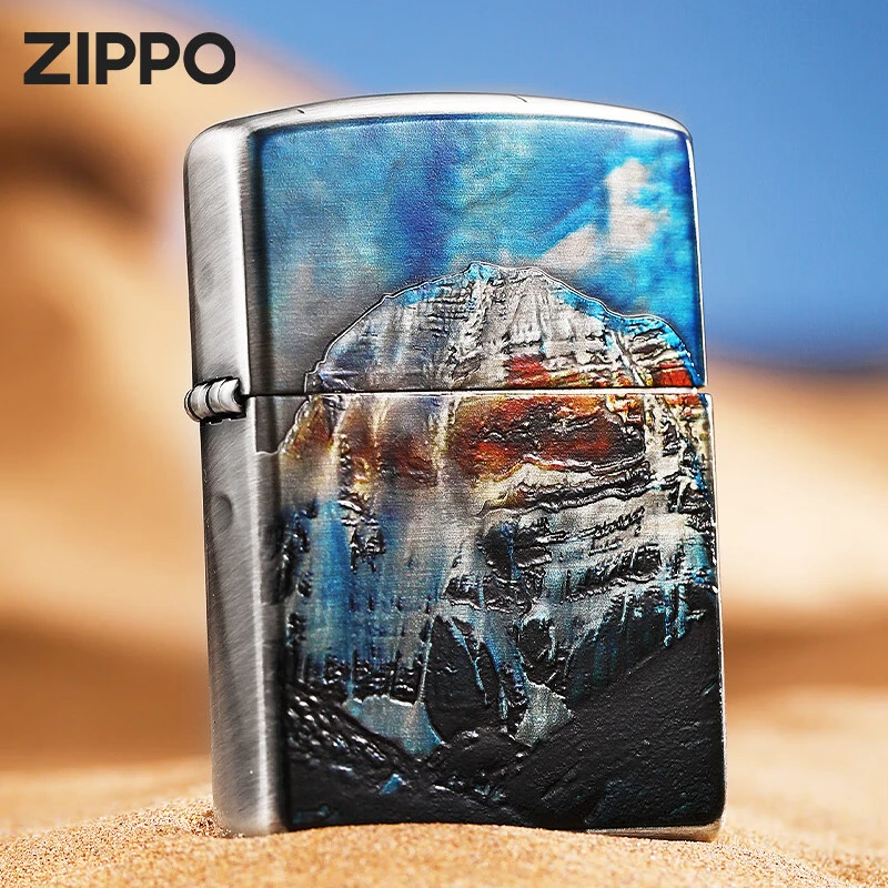 ZIPPO/之宝打火机熏银填漆冈仁波齐 zp芝宝煤油防风火机DYJ1