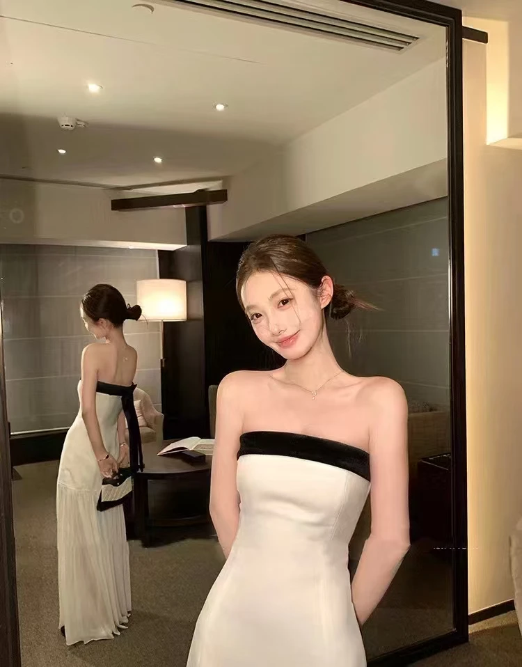 【NO退NO换】（ZZRIX998#）无袖蝴蝶结抹胸连衣裙 5-14