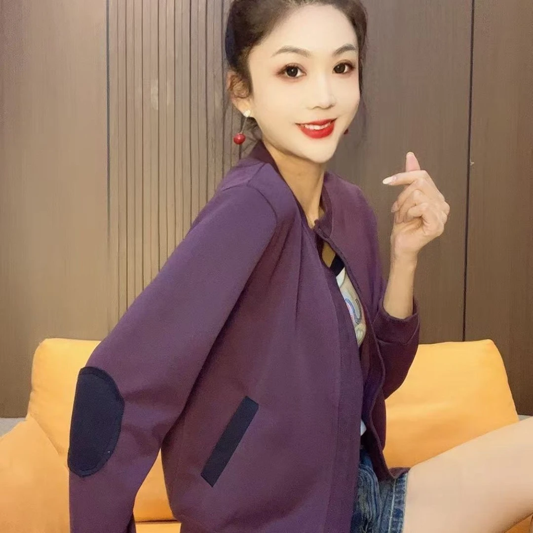 2025春秋新款欧货拼色贴布棒球服外套卫衣女宽松时尚百搭外穿显瘦