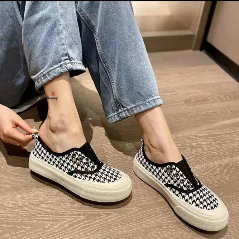 柔软懒人帆布鞋春季一脚蹬女鞋布鞋款厚底女鞋休闲夏季韩版百搭