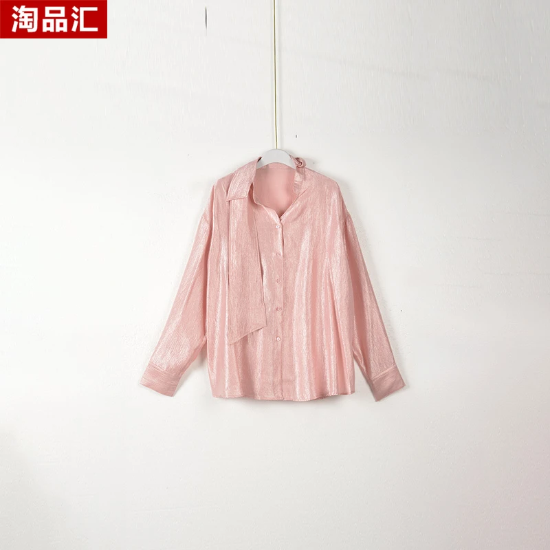 【】深圳高端女装KBC-高级感减龄飘带衬衣1207-粉色大一码