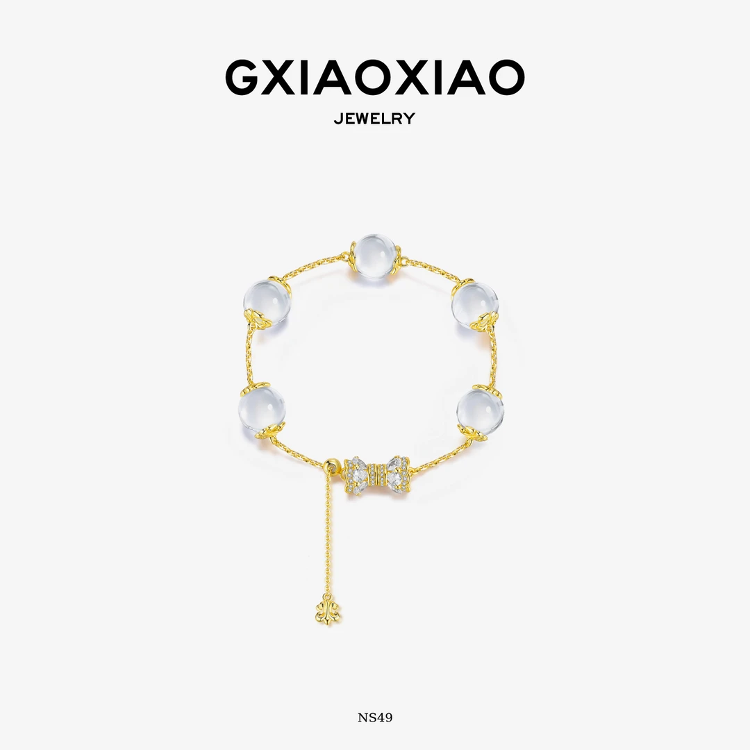 G XIAOXIAO 轻奢气质高级感冰透圆珠百搭新年礼物手链 NS49