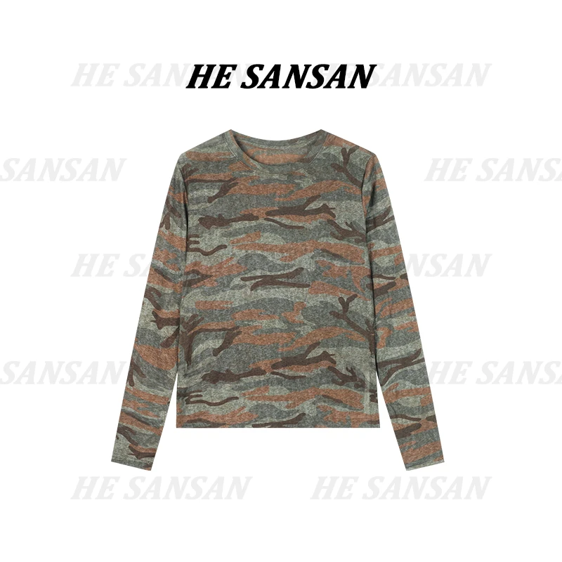 【SANSAN】套头迷彩长袖气质百搭时尚上衣DY-4525