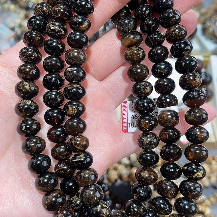 琥珀未镶嵌手链9m黑金