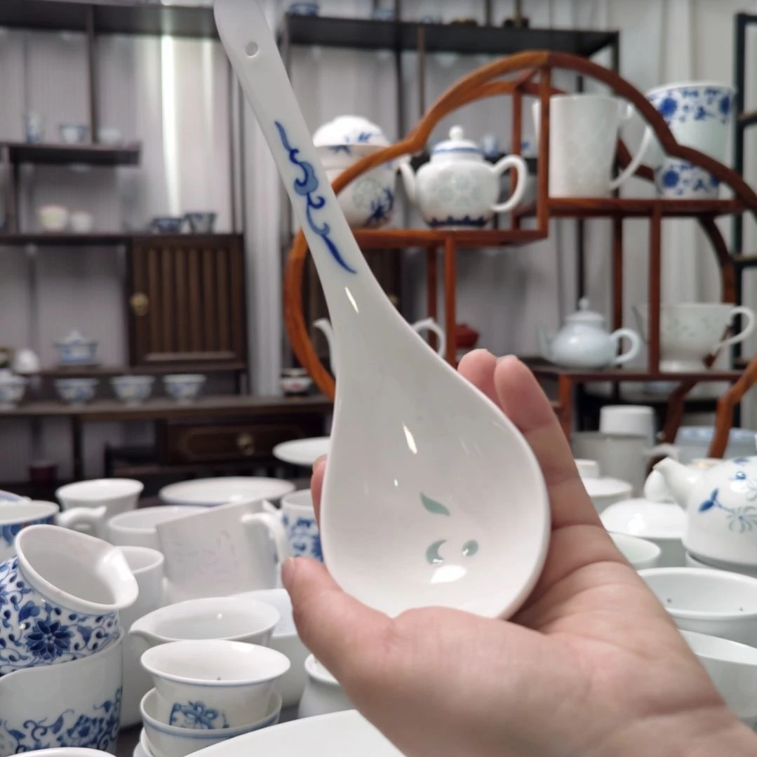 瓷青花通用大汤勺两只装